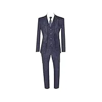 costume 3 pièces en tweed pour homme à carreaux bleus gatsby des années 1920 coupe ajustée38
