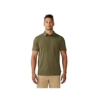 mountain hardwear polo basse exposition chemise, combat green eoe stripe, l homme