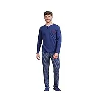 belty pyjama homme hiver, long avec doublure en molleton, deux pièces, chaud et confortable. modèle aviateur (2xl)