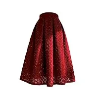 hcclijo jupe femme printemps Été designer vintage rouge jupe femme automne taille haute basique jupe trapèze red s