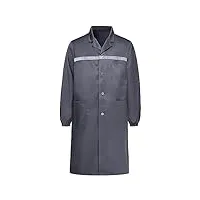 yukirtiq blouse de travail atelier industrie veste manches longues à boutons col chevalier blouse manteau travaux pratique lycée, gris, xl