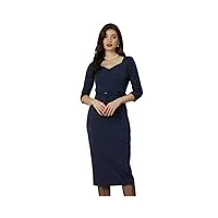 allegra k robe fourreau élégante pour les robes de travail de bureau à manches mi-longues pour femmes bleu foncé s