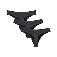 mordlanka sous-vêtements menstruels pour femmes en nylon - string anti-fuite - culotte sexy pour les règles, 3-noir, large