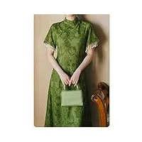 royaux robe d'été pour femme robes vintage Élégantes robe verte cheongsam améliorée (couleur : d, taille : l) (dl)