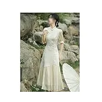 royaux robe d'été pour femme vintage robe Élégante vacances maxi jacquard robe cheongsam améliorée (couleur : d, taille : m) (dl)