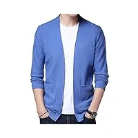 dshgdjf cardigan homme vêtementsautomne hiver streetwear pull homme Épais chaud sweatercoat avec poche (color : blue, size : m code)