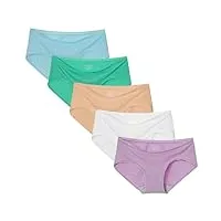 innersy shorty femme microfibre stretch culotte taille basse sous-vêtements Été slip lot de 5 (xxl, blanc/beige/bleu/violet/vert)