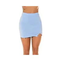 koucla mini jupe taille haute unie avec coupe en v, bleu clair, taille unique