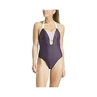 adidas sportswear colorblock swimsuit maillot de bain une pièce, aurora black/preloved fig, 38 women's