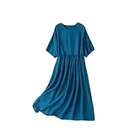 robe d'été en soie pour femme, bleu ciel, l