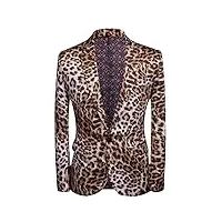 combinaison de style discothèque pour homme imprimé léopard ensemble deux pièces – blazer et pantalon, manteau de costume, s