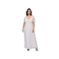 ulla popken femme grandes tailles robe de mariée au style bohème, ligne en a. col en v et manches courtes. blanc cassé 52 817764200-50