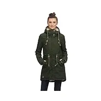 ragwear elsie parka pour femme, manteau, manteau demi-saison, veste demi-saison avec capuche, manteau d'automne, olive 2321_5031, m