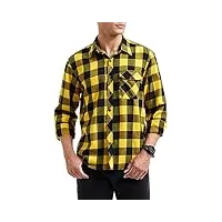 hisdern chemise décontractée à carreaux en flanelle à carreaux pour hommes chemises boutonnées à carreaux coupe régulière jaune xl