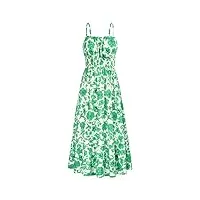 grace karin femme bretelles spaghetti robe de soirée a-ligne sans manches dos nu imprimé floral robe m fleurs vertes sur blanche
