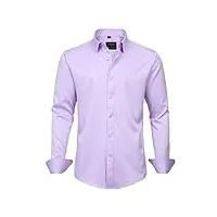 j.ver chemise homme chemisette homme manches longues chemise regular fit business classe casual chemises boutonnées repassage facile violet clair 3xl
