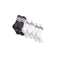 danish endurance 3 paires chaussettes de tennis Éponge multicolore (1xgris/blanc, 1xblanc/noir, 1xrouge/1xbleu à rayures) 43-47