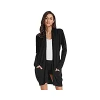 grace karin cardigan femme longue classique vintage ouvert manches longues manteau slim fit elegante automne hiver poches noir 3xl