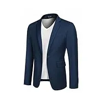 coofandy blazer sportif pour homme - veste de costume à 1 bouton - couleur unie - coupe droite, bleu, xxxl