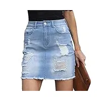 jupe en jean pour femme stretch cassée une jupe courte jupe courte bouton taille haute blanche jupe courte en denim jupe courte cassée une jupe (l)