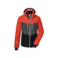 killtec homme veste de ski/veste fonctionnelle avec capuche amovible et pare-neige ksw 45 mn ski jckt, dark orange, l, 38699-000