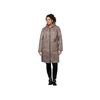 ulla popken manteau shearling à capuche, gris, 64-66 femme