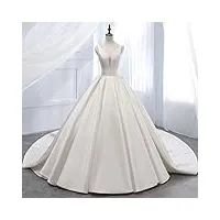 robes de mariée Élégantes pour femmes en satin blanc de mariée simple pour la mariée, robes de soirée de taille plus romantique pour femmes blanches 32, generic, blanc, 44