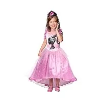 rubies - barbie officiel - déguisement barbie robe luxe princesse paillettes pour enfants - taille 7-8 ans - costume avec robe, bustier et diadème rose