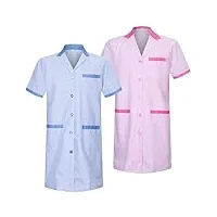 misemiya - forfait 2 unités - blouse blanche chimie unisexe - blouse medicale homme - blouse laboratoire homme - blouse de travail femme - x-small, mixto