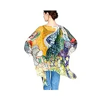 prettystern femmes d'Été soie en mousseline de soie poncho tunique kimono chemisier robe de plage d'Été une taille, p19 van gogh arle ladies, taille unique