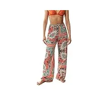 mey pantalon de pyjama long pour femme avec imprimé original - série scarlet - 49023, green leaves, s