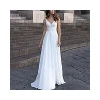 stactes backless bridal white simple long tail robes de mariée pour la mariée, robes de soirée personnalisées plus taille pour les femmes blanches 46, generic, blanc, 56