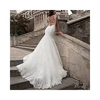 robes de mariée à longue queue blanche pour mariée, coutumes romantiques plus robes de soirée de taille pour les femmes blanches 32, generic, blanc, 42
