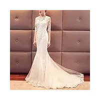 robes de mariée à longue queue blanche à Épaules pour la mariée, robes de soirée personnalisées pour femmes blanches 48, generic, blanc, 50