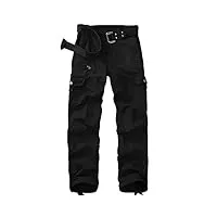 yeyity pantalon cargo pour femme - pantalon d'extérieur en coton - plusieurs poches - pantalon de randonnée - pantalon de jogging - pantalon de sport - coupe décontractée - streetwear, noir 01., 40