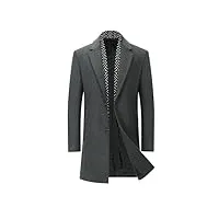 youthup manteau homme en laine d'hiver mi-longue avec une Écharpe amovible caban coat business chaud gris xl