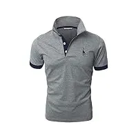 gnrspty polo homme manches courtes couleurs contraste poche coton casual tops m-3xl,gris+bleu,l