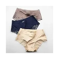 dshgdjf 3 pièces/lot culotte en dentelle sans couture femmes sous-vêtements slips nylon soie for dames lingerie transparente (color : a, size : lcode)