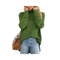 xieerduo chandails pour femmes à manches longues en tricot épais et col rond, 05b-vert, taille m