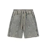 mgwye short en jean d'été for homme avec fermeture éclair latérale short en jean harajuku streetwear hip hop short homme (color : argento, size : xl code)