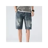 mgwye short en jean d'été for hommes coupe ample hip hop patchwork jambe large pantalon court for homme jean court surdimensionné (color : d, size : 30)
