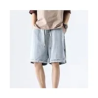 mgwye short en jean homme été droit décontracté baggy jean homme confortable haute rue genou longueur pantalon (color : d, size : asia m)
