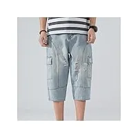 mgwye short en jean homme été ample rue trou jambe large baggy jean pantalon décontracté pantacourt (color : d, size : asia 30)