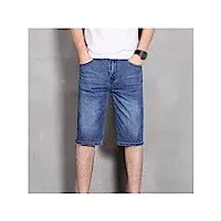 short en jean pour homme Été lâche section mince bleu clair jeans short pantalon à cinq points