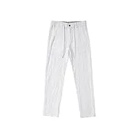 tony backer pantalon en lin pour homme léger avec poches d'été de yoga, pantalon de plage décontracté avec cordon de serrage élastique à la taille, blanc, 44w