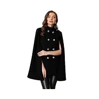 allegra k manteaux cape pour femme manteau d'hiver à double boutonnage à manches fendues noir l