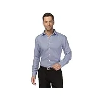 vincenzo boretti chemise homme, coupe normale regular-fit, tissu infroissable et agréable à porter, 100% coton, manches-longues, col kent, à motif avec triplure de contraste bleu clair 43-44