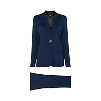 pinko laser tailleur veste + pantalon point tissu plongée avec bouton métal robe, g57_bleu cérémonie, 38 femme