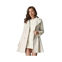 allegra k manteau long d'hiver pour manteaux à double boutonnage contrastés pour femmes blanc crème l