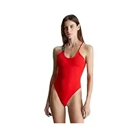 calvin klein maillot de bain femme one piece bretelles croisées, rouge (cajun red), xl
